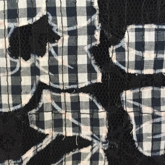 Karl Lagerfeld Floral Plaid Appliqué Lace Dress 14 - Picture 3 of 6